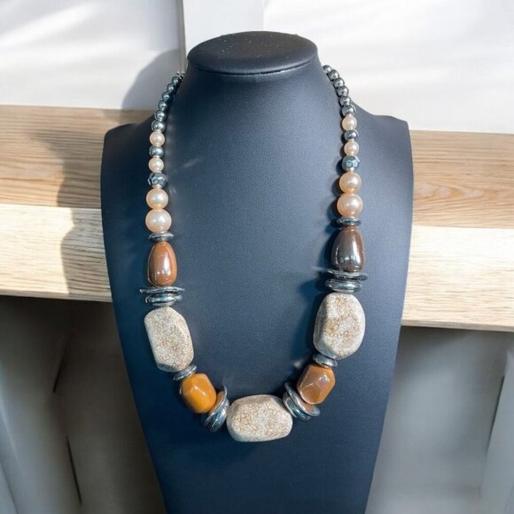 Paparazzi Shades Of Fall Chunky Beaded Necklace Boho Chic Artistic Rustic Earthy